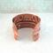 Very rustic fold formed copper cuff bracelet with braille "I am enough" Contracted Grade 2 Braille Perkins E-Z Read Slate.